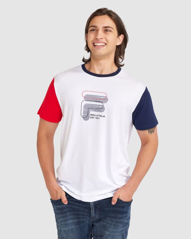 blanco FILA camiseta lennox hombre fila blanca 6L8PR22378