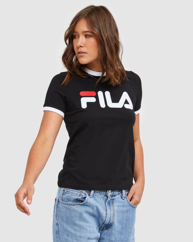 negro FILA camiseta ringer clásica mujer negra fila 6L8PR22903